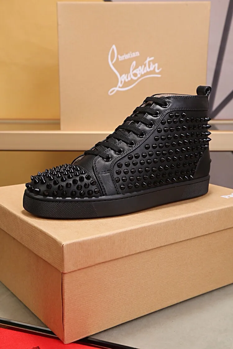 Ex-factory price 480. christian louboutin (CL red sole shoes) counter nail series, high-top casual sneakers for couples 📢 📢 📢 Exclusive hot style release 🎈🎈💪 Movable latex feet 👻 Finished outsole stitching line [satisfied] 😝Female 35-40# Male 38#-46, global supply😝 [Top version]: original imported cowhide upper, top original leather lining, original molded TPU outsole, original 1:1 detail processing, original shoe last, large quantity available from stock,